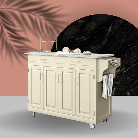 Create-a-Cart White 4 Door Cabinet with Gray Granite Top