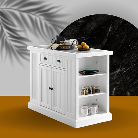 Crosley Furniture Seaside Kitchen Island with Solid Granite Top